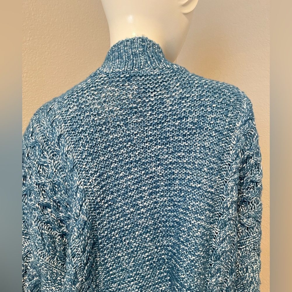 CAbi Women’s Blue/ White Astral Open Front LS Cable Knit Cardigan SweaterSize XS - Picture 7 of 13